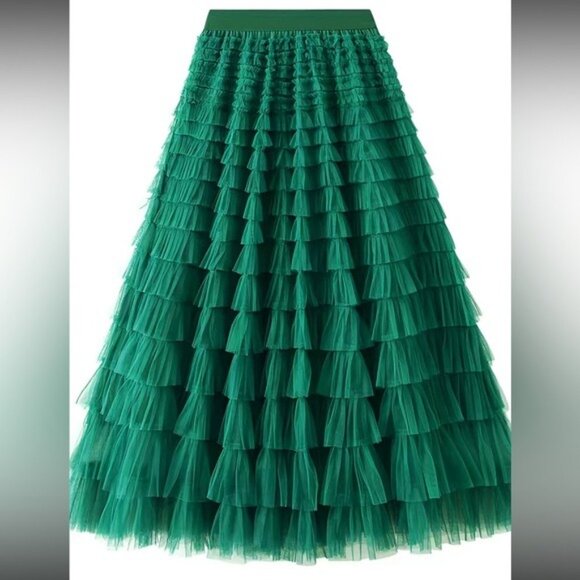 Luxe boho layered mesh maxi skirt - Picture 3 of 5